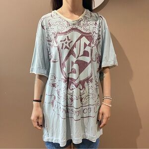 Y2K Graphic Print Light Blue T-Shirt